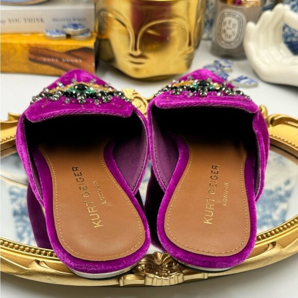 🆕 KURT GEIGER LONDON 🧿 NWOT Olive Evil Eye Mules, Purple Lyst - Picture 9 of 16